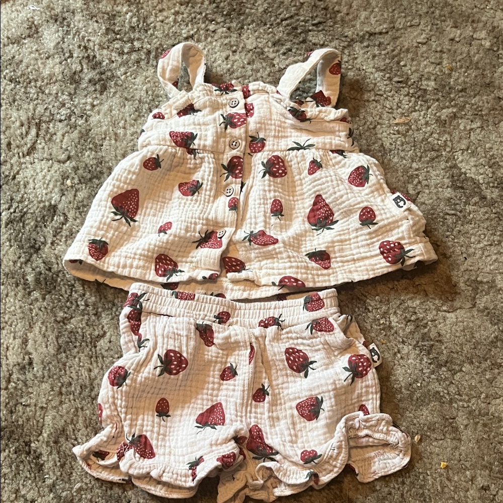 Charming Strawberry Print Kids Matching Set